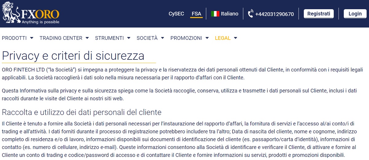 La sicurezza su FXORO